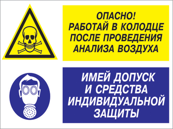 Кз 78 опасно - работай в колодце после проведения анализа воздуха. имей допуск и средства индивидуальной защиты. (пластик, 400х300 мм) - Знаки безопасности - Комбинированные знаки безопасности - ohrana.inoy.org