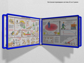 Настенная перекидная система а2 на 5 рамок (синяя) - Перекидные системы для плакатов, карманы и рамки - Настенные перекидные системы - ohrana.inoy.org