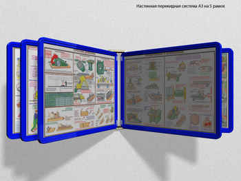 Настенная перекидная система а3 на 5 рамок (синяя) - Перекидные системы для плакатов, карманы и рамки - Настенные перекидные системы - ohrana.inoy.org